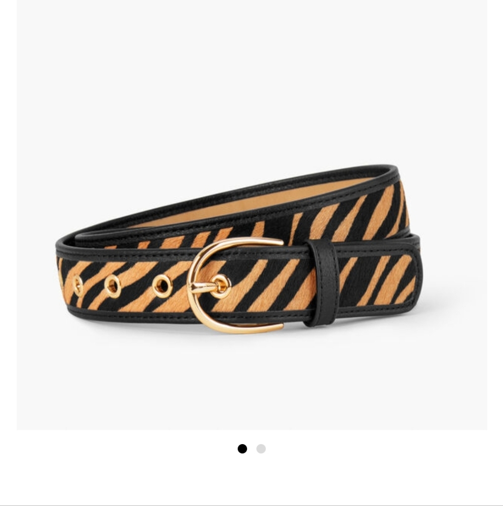 Talbots Black and Tan Zebra Print Belt